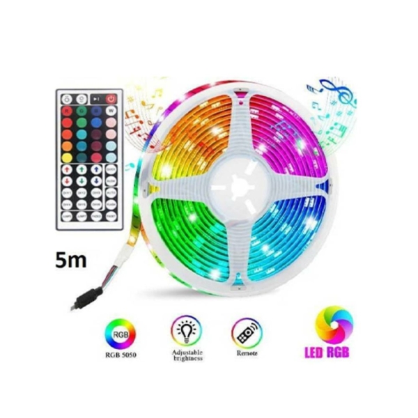 Αδιάβροχη Ταινία LED RGB 5m με Τροφοδοτικό και Τηλεχειριστήριο SMD5050 12V Q-DT55 Andowl