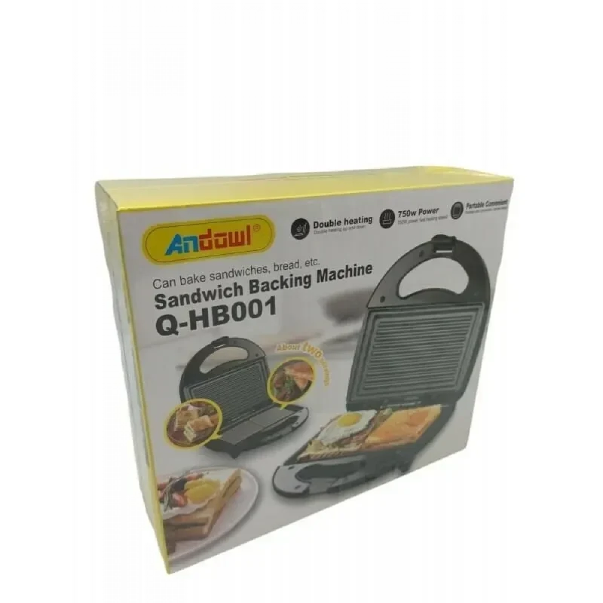 Andowl Q-HB001 Τοστιέρα για 2 Τοστ 750W