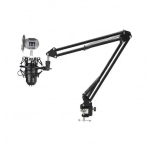 Ατσάλινη Βάση Μικροφώνου Τύπου Ψαλίδι για Γραφεία & Τραπέζια - Μαύρο Andowl Q-A192