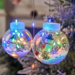 Χριστουγεννιάτικη Κουρτίνα Led 3Μ με 10 Φωτιζόμενες Διάφανες Πλαστικές Μπάλες με Χιονάνθρωπο, Χιόνι (6162-09)
