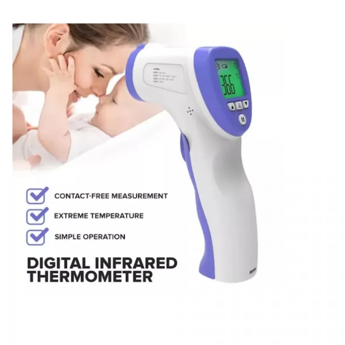 DT-8826 Ψηφιακό Θερμόμετρο Μετώπου με Υπέρυθρες Μωβ - Photo4