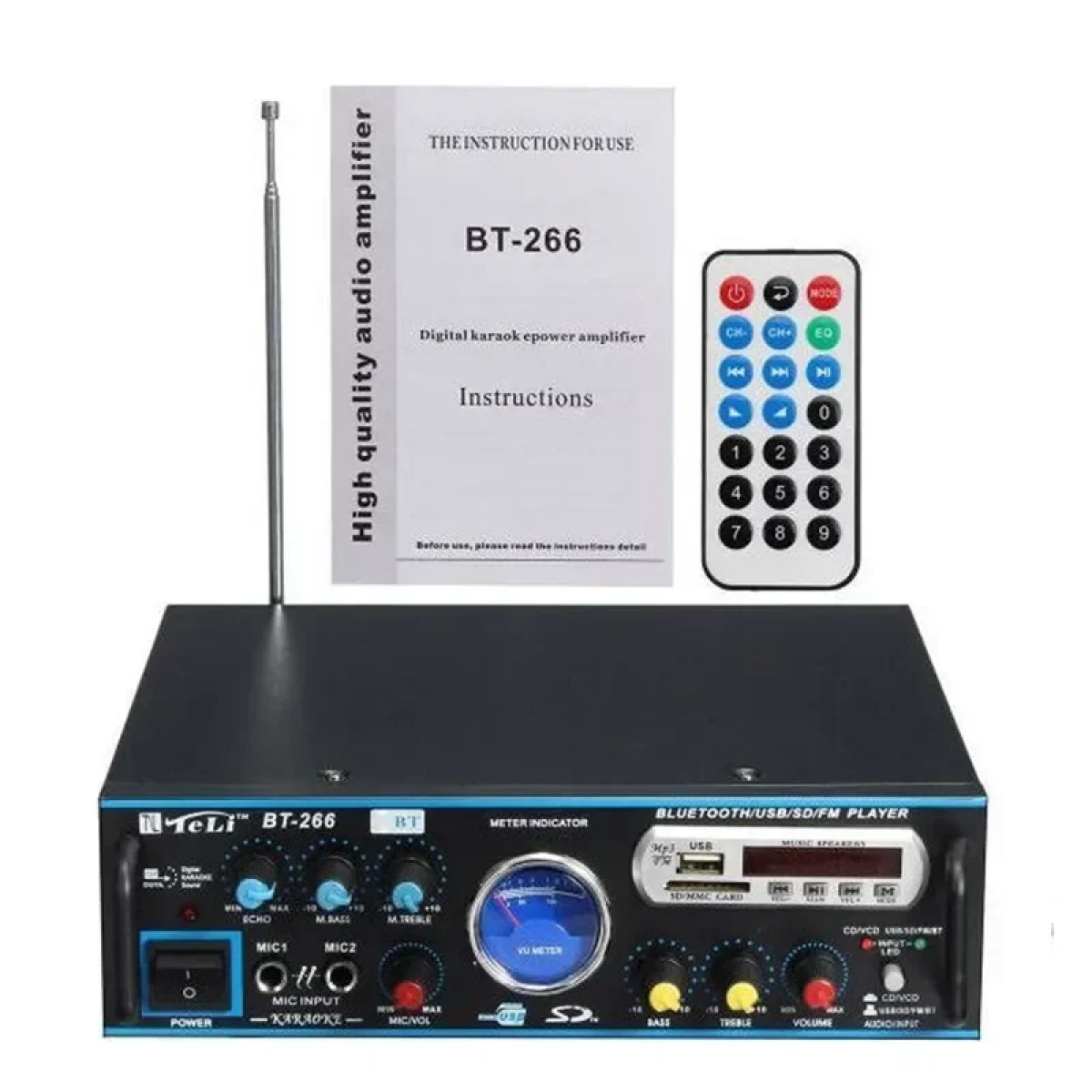 Ενισχυτής με λειτουργία Karaoke BT-266 σε Μαύρο Χρώμα