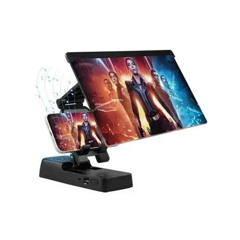 F19 Μεγεθυντής Οθόνης Μαύρο- Mobile Phone Holder with Screen Amplifier 9D F19 Black 56036