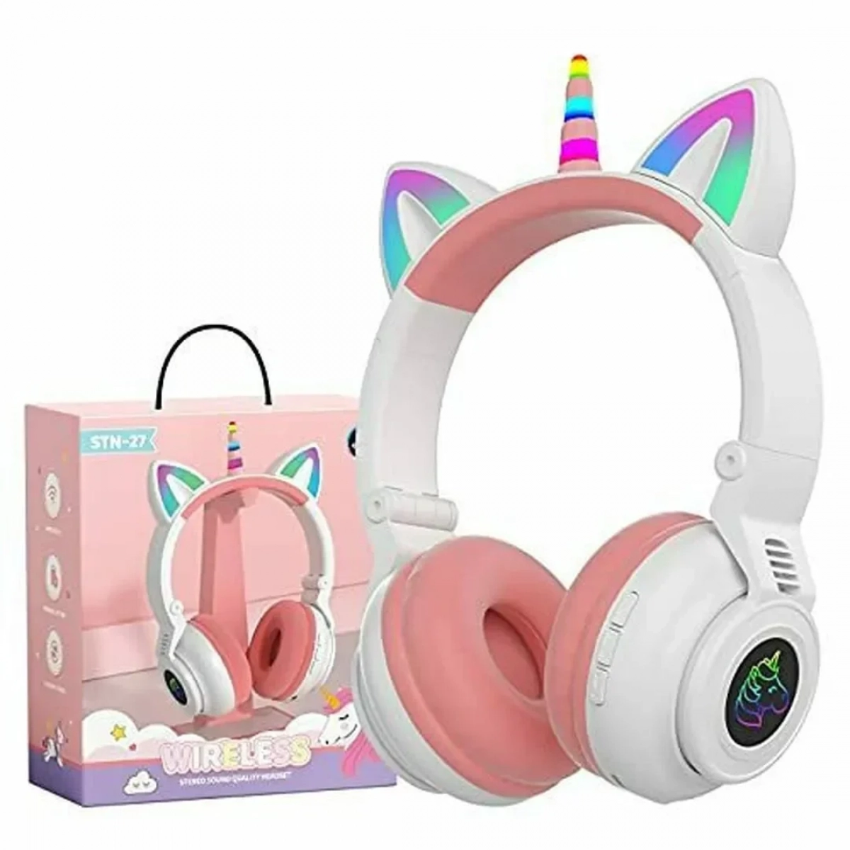 Unicorn STN-27 Ασύρματα Over Ear Ακουστικά Λευκά