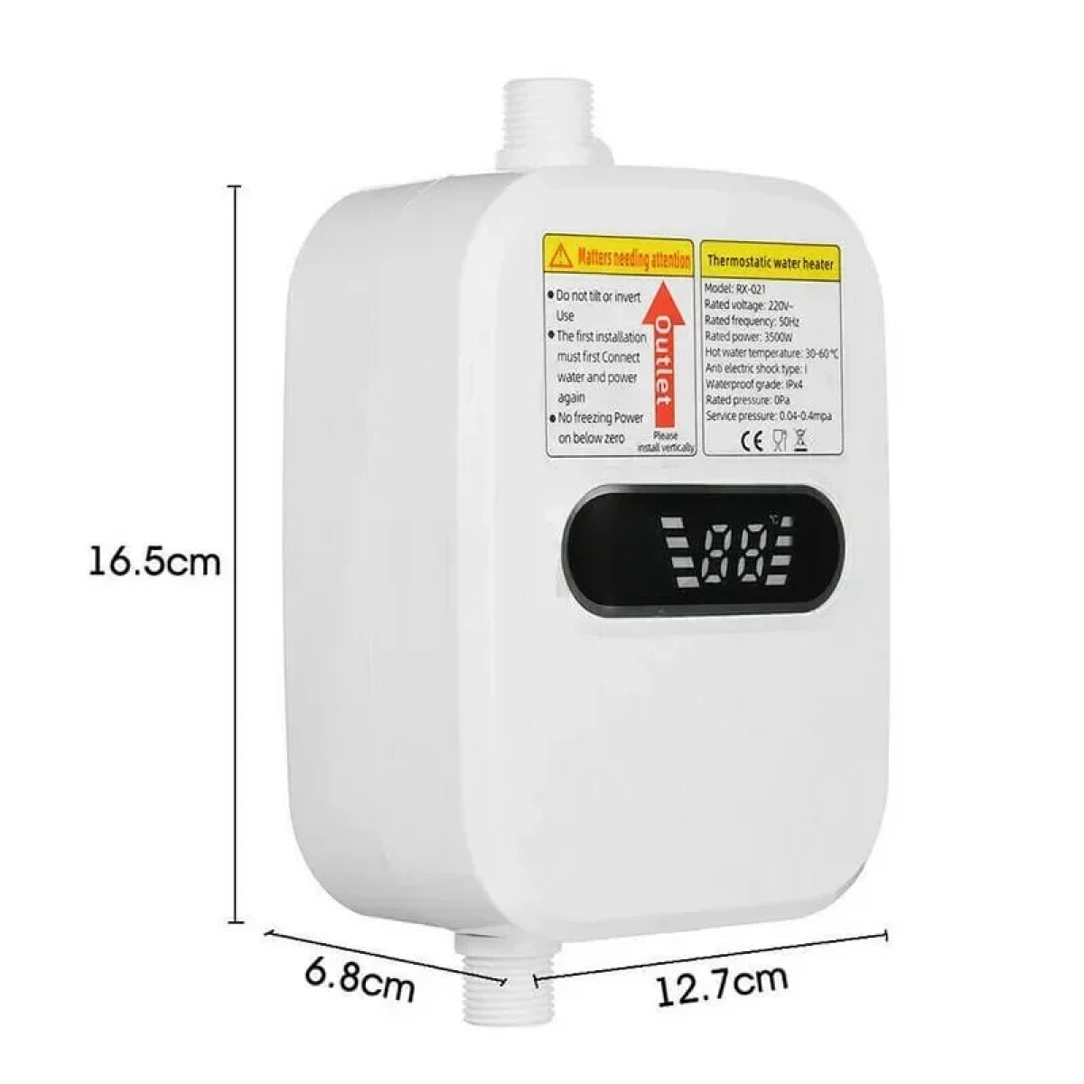 Temmax RX-021 Ταχυθερμαντήρας Μπάνιου Ηλεκτρικός Μονοφασικός EN 3.5kW