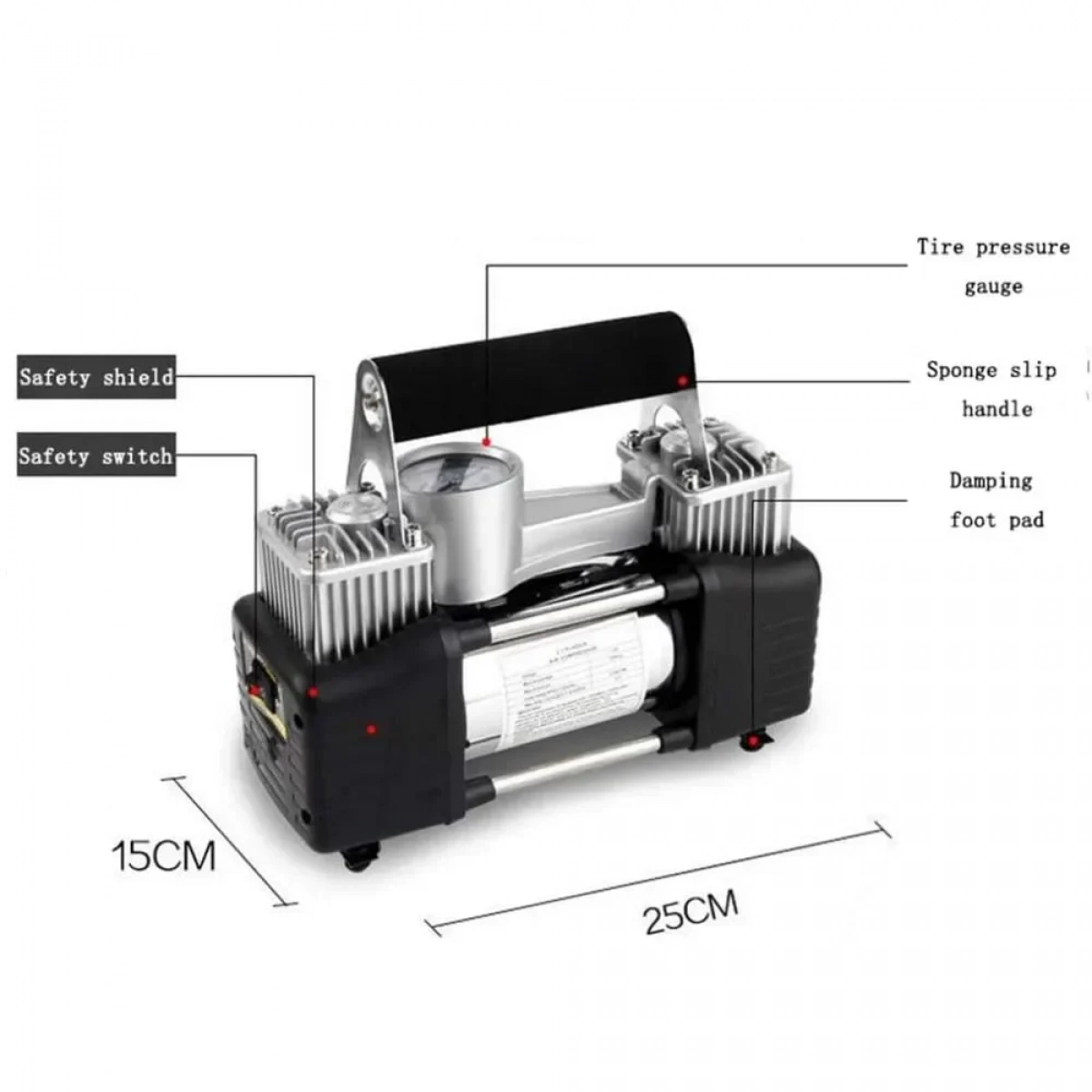 Τρόμπα Αυτοκινήτου 150PSI με Καλώδιο Αναπτήρα 12V 4061 - Photo3