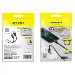Καλώδιο USB Type-C 1m 5A Quick Charge Awei CL-110T - Μαύρο