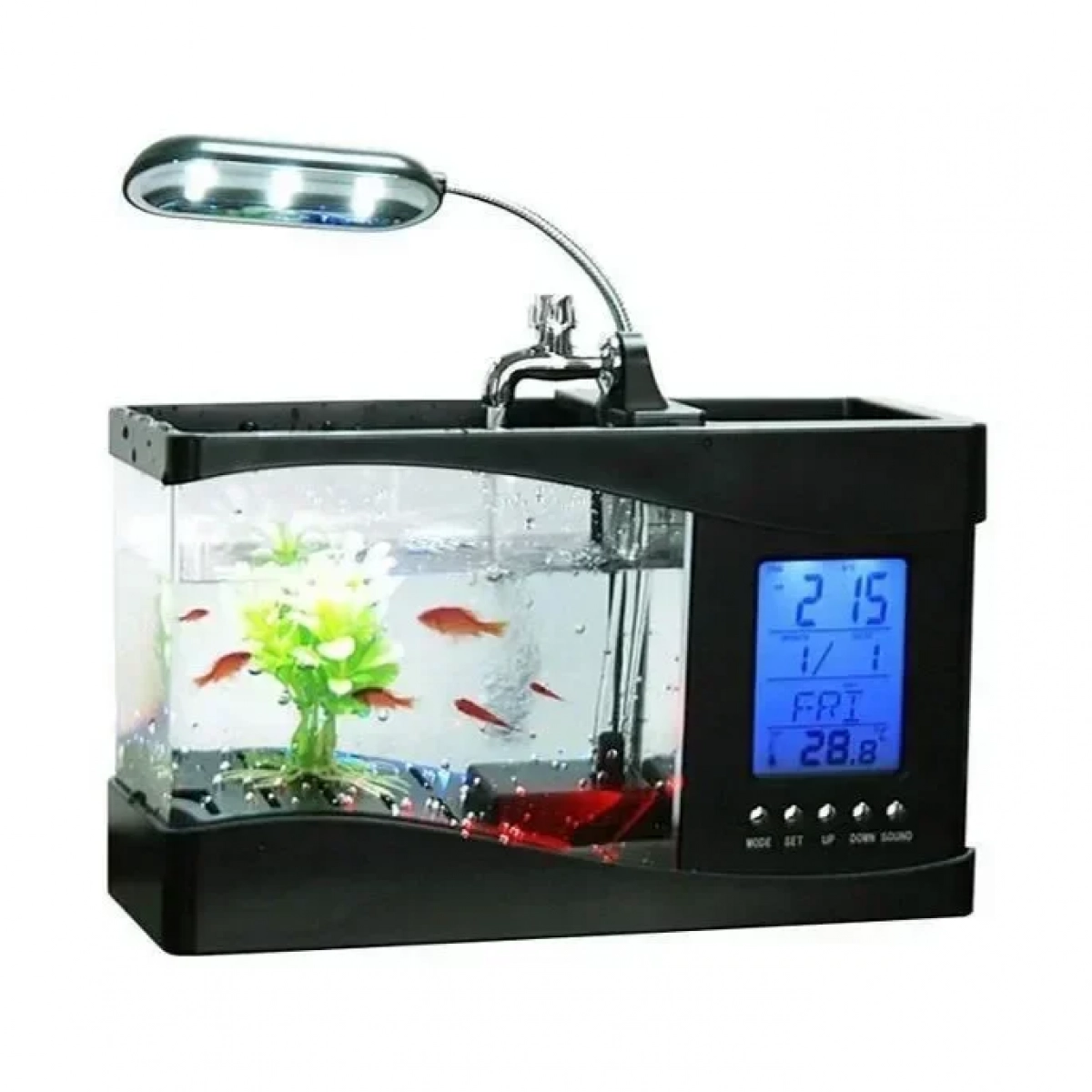Docooler USB Desktop Mini Fish/small Fry Tank Aquarium With LED Clock