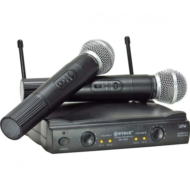WVNGR Σύστημα Karaoke με Ασύρματα Μικρόφωνα SM-58II σε Μαύρο Χρώμα