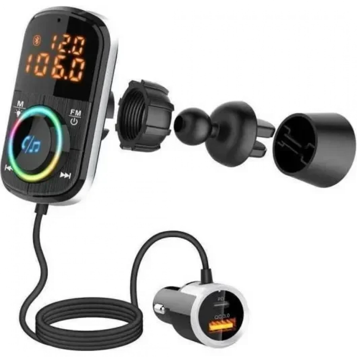Ταχυφορτιστής Αυτοκινήτου LCD Bluetooth 5.0 FM Mp3 Player Handsfree Car Kit BC71