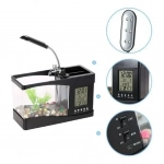 Docooler USB Desktop Mini Fish/small Fry Tank Aquarium With LED Clock