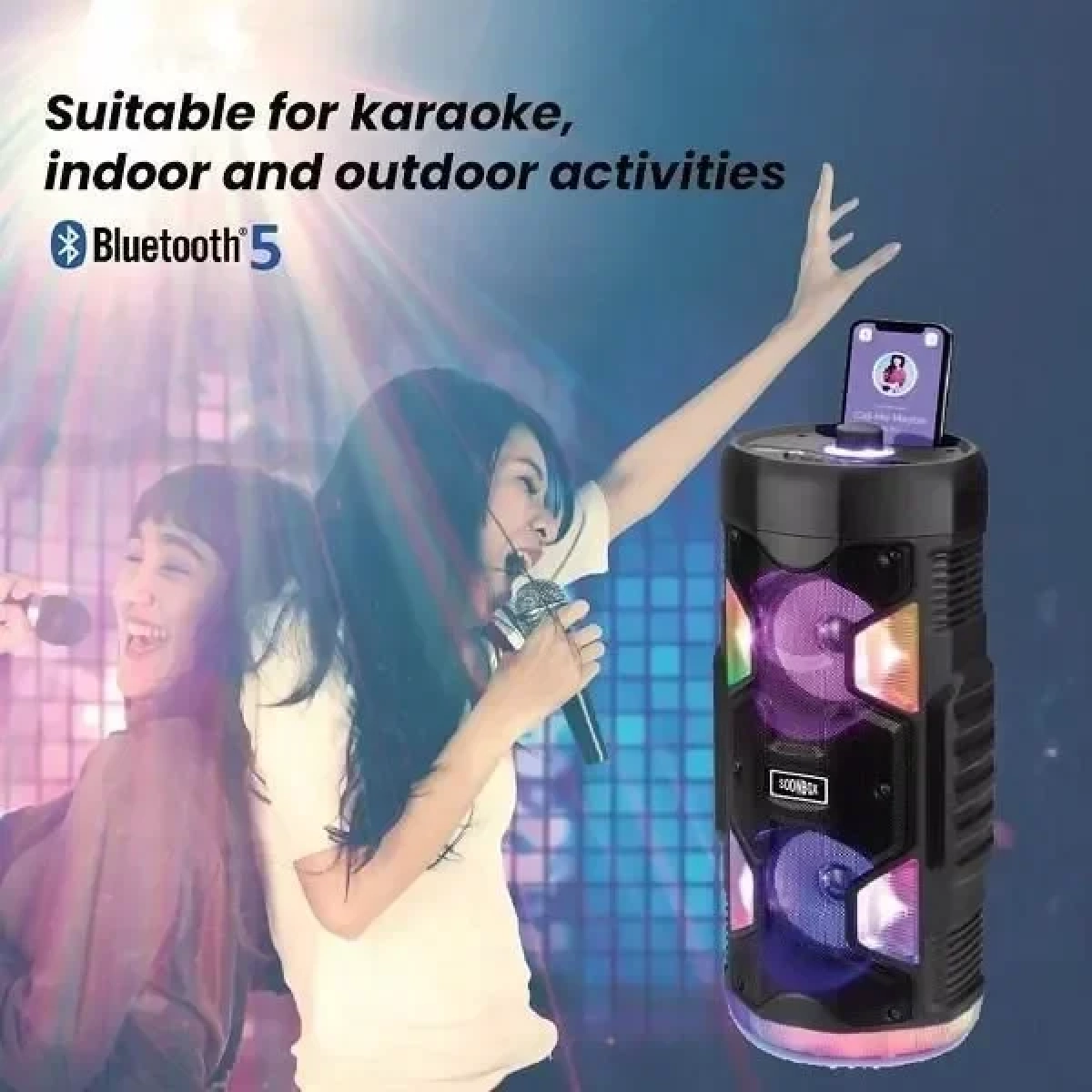 Φορητό ηχείο Bluetooth Super Bass για Καραόκε εσωτερικού και εξωτερικού χώρου με USB/TF/LED Light/FM SOONBOX S4406