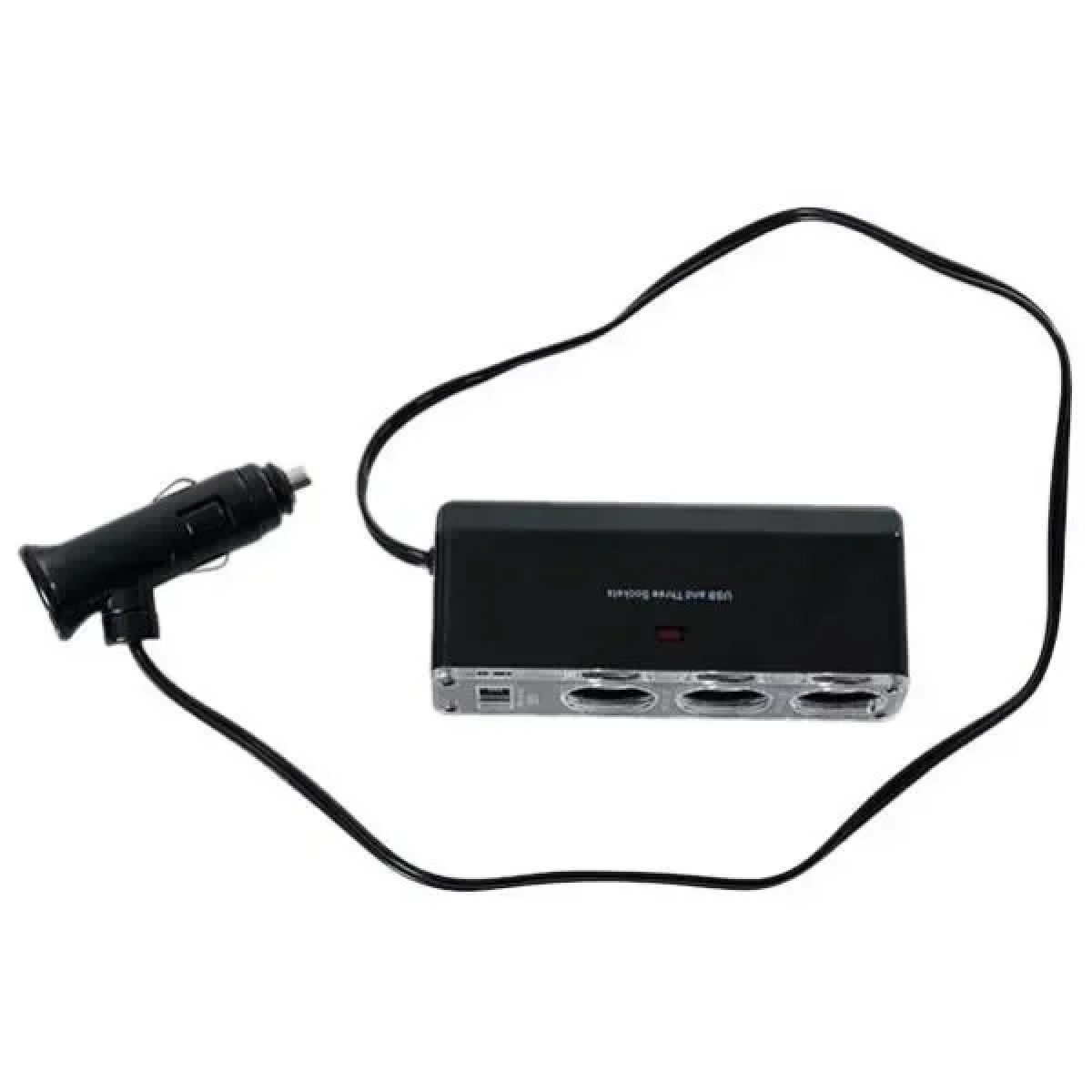 Φορτιστής Αυτοκινήτου Μαύρος 3.1A με Θύρες: 1xUSB 3xΑναπτήρα μαζί με Καλώδιο Ενσωματωμένο WF-0096