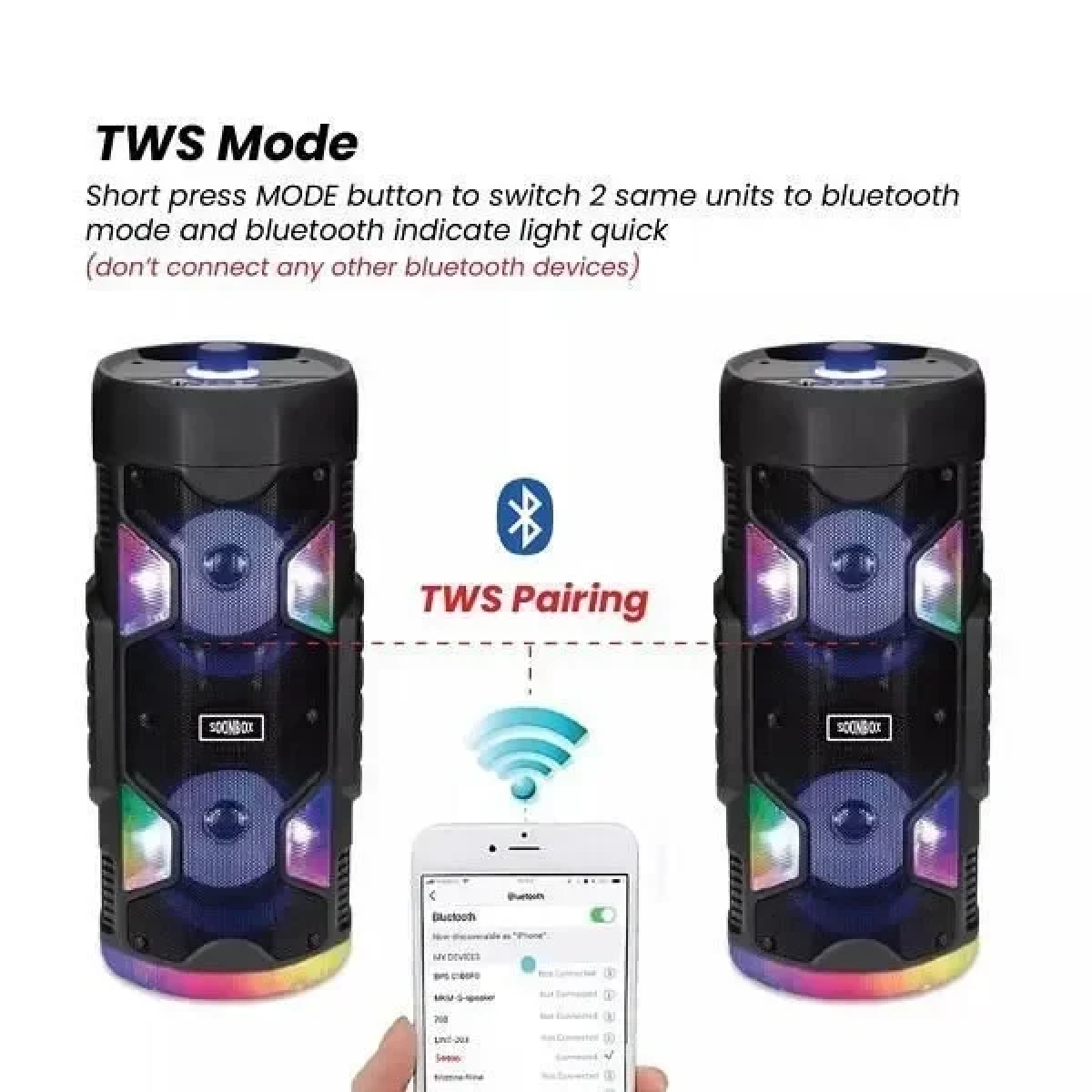 Φορητό ηχείο Bluetooth Super Bass για Καραόκε εσωτερικού και εξωτερικού χώρου με USB/TF/LED Light/FM SOONBOX S4406