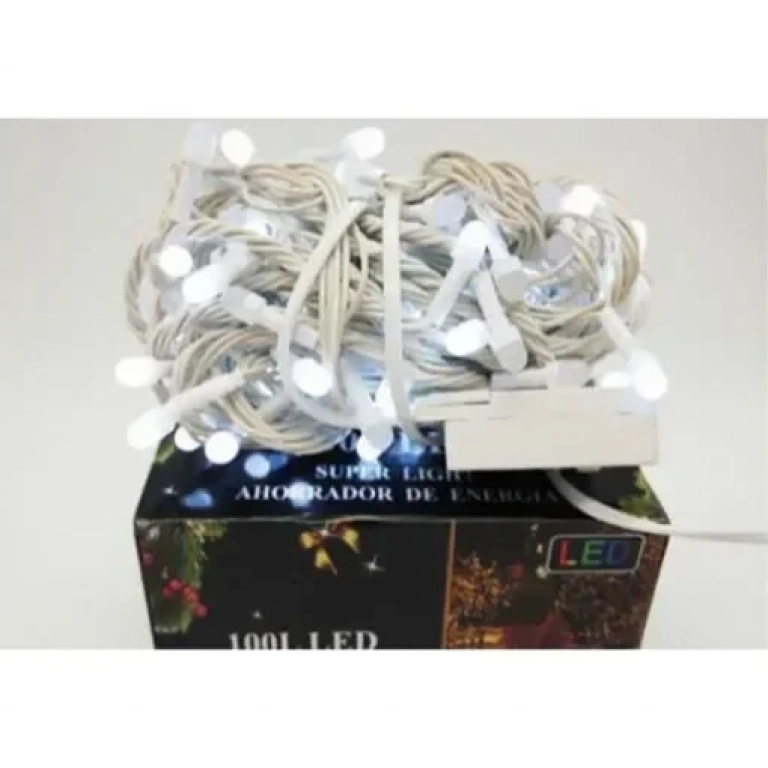 100 Λαμπάκια LED Ψυχρό Λευκό , Σειρά, Άσπρο Καλώδιο Ρεύματος