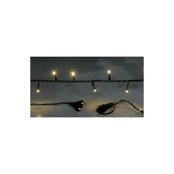 100 Λαμπάκια LED Θερμό Λευκό 5mm Επεκτάσιμα , Σειρά, Πράσινο Καλώδιο Ρεύματος 6.5m