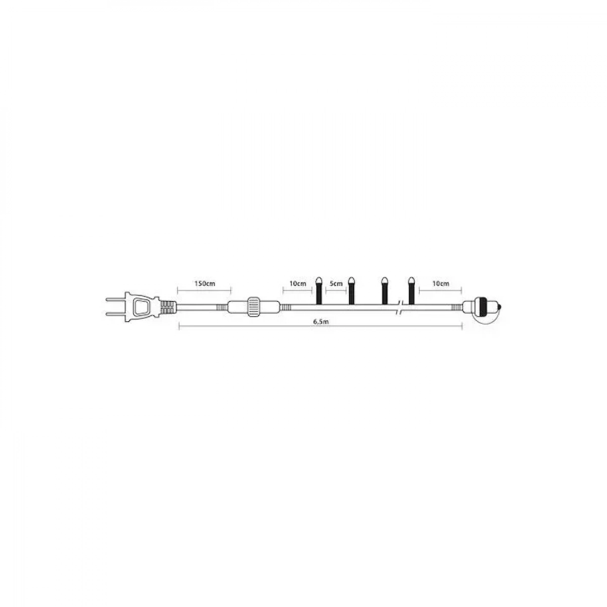 100 Λαμπάκια LED Θερμό Λευκό 5mm Επεκτάσιμα , Σειρά, Πράσινο Καλώδιο Ρεύματος 6.5m