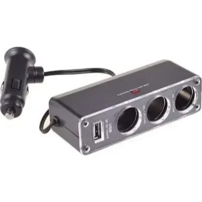 Φορτιστής Αυτοκινήτου Μαύρος 3.1A Με Θύρες: 1Xusb 3Xαναπτήρα Μαζί Με Καλώδιο Ενσωματωμένο Wf-0096