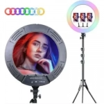 RGB Ring Light RGB Selfie Ring Light 45cm με Τρίποδο Δαπέδου και Βάση για Κινητό