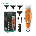 VGR Επαναφορτιζόμενη Κουρευτική Barber – Ξυριστική Μηχανή V-263 με λεπτομέρεια από δερματίνη- Ασημί / Πορτοκαλί