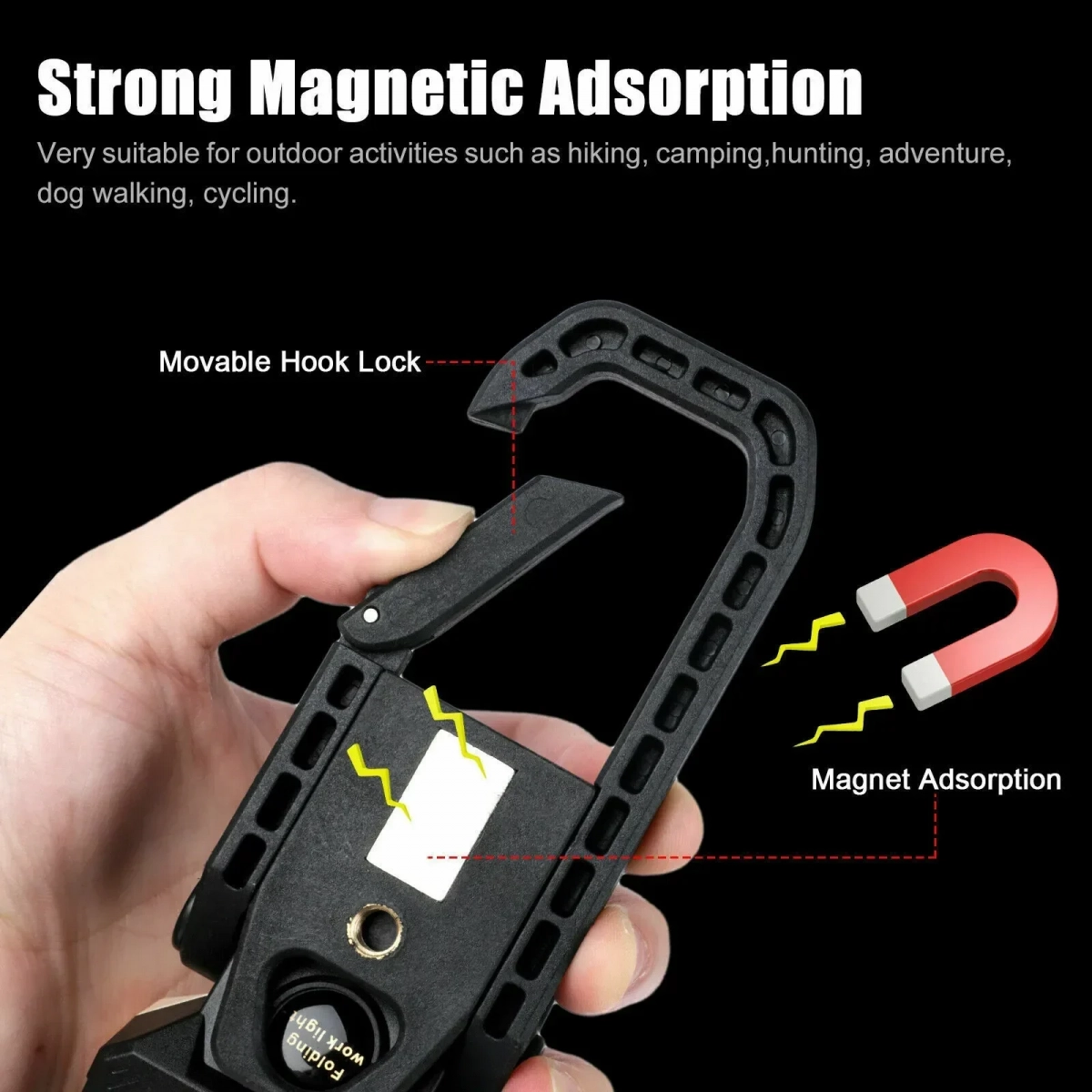 Προβολέας Working Lamp Flashlight USB Επαναφορτιζόμενο με Γάντζο W598A Μαύρο