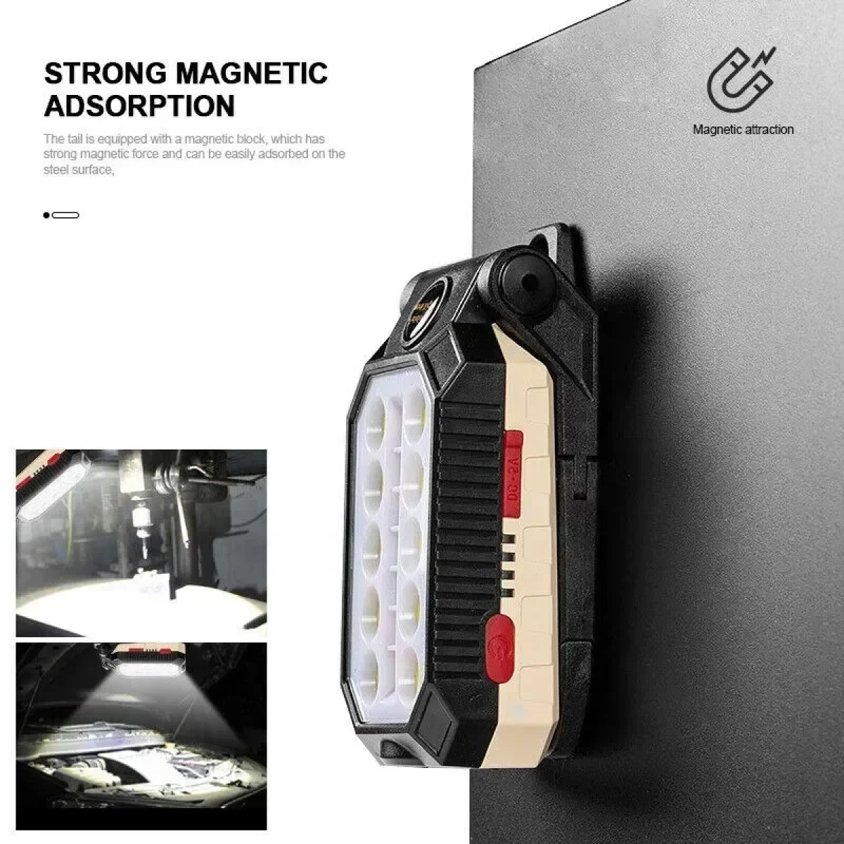 Προβολέας Working Lamp Flashlight USB Επαναφορτιζόμενο με Γάντζο W598A Μαύρο