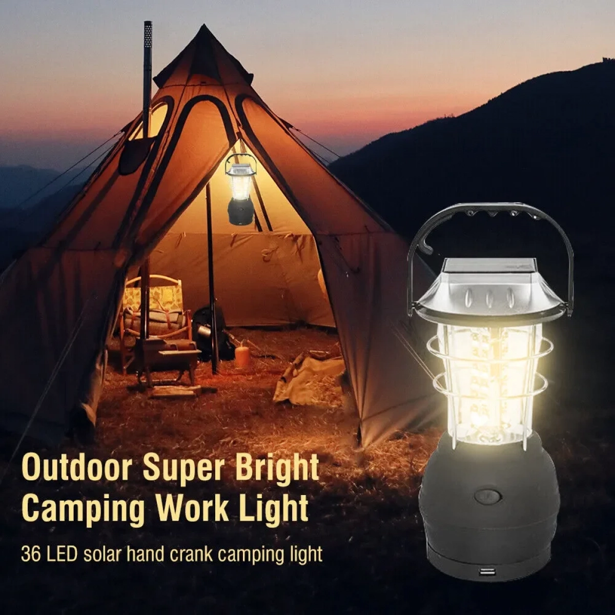 Solar Light Hand Crank Generator 36 Led Camping Light Emergency Light