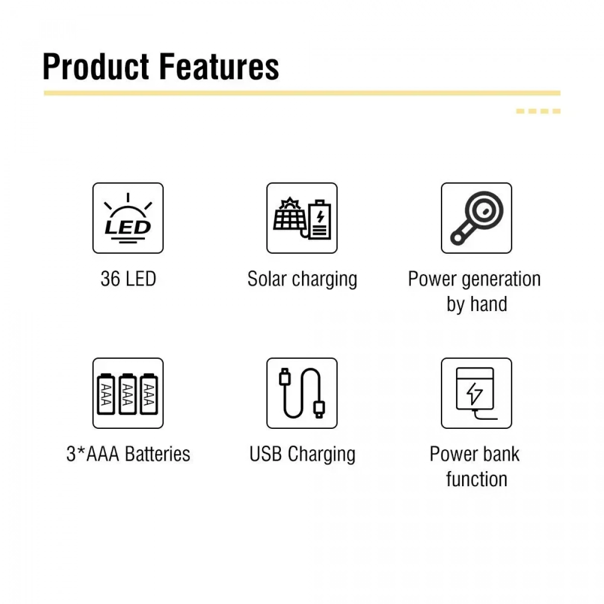 Solar Light Hand Crank Generator 36 Led Camping Light Emergency Light