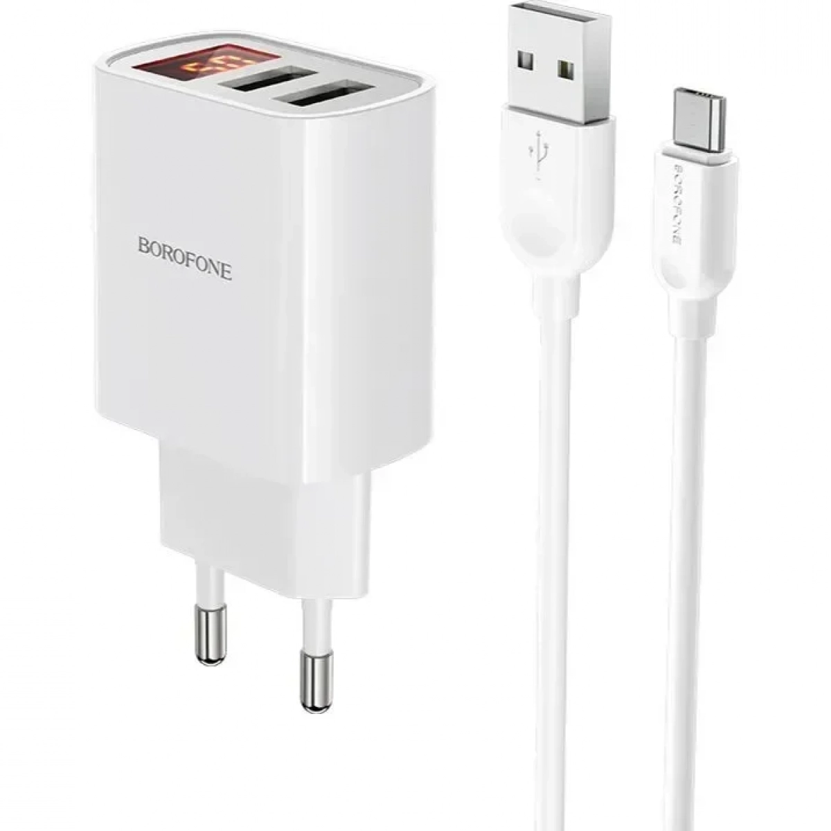 Borofone micro USB Cable & USB Wall Adapter Λευκό (BA58A Mighty)