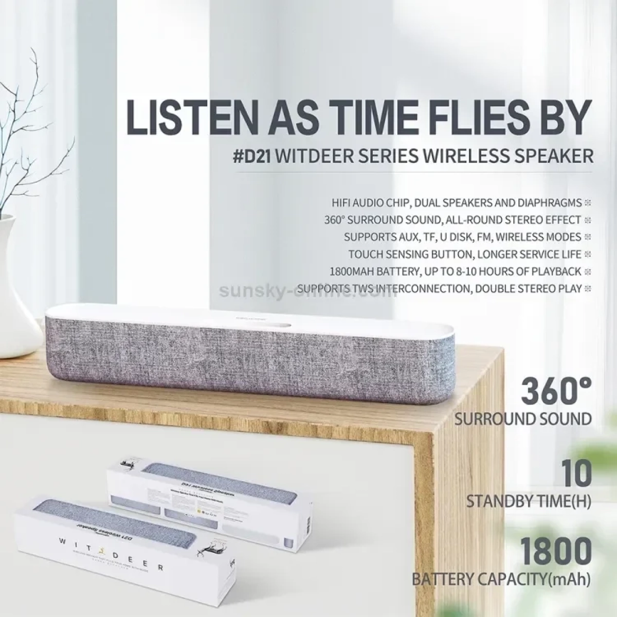 WK D21 Ηχείο Bluetooth με Ραδιόφωνο και Διάρκεια Μπαταρίας έως 10 ώρες Λευκό