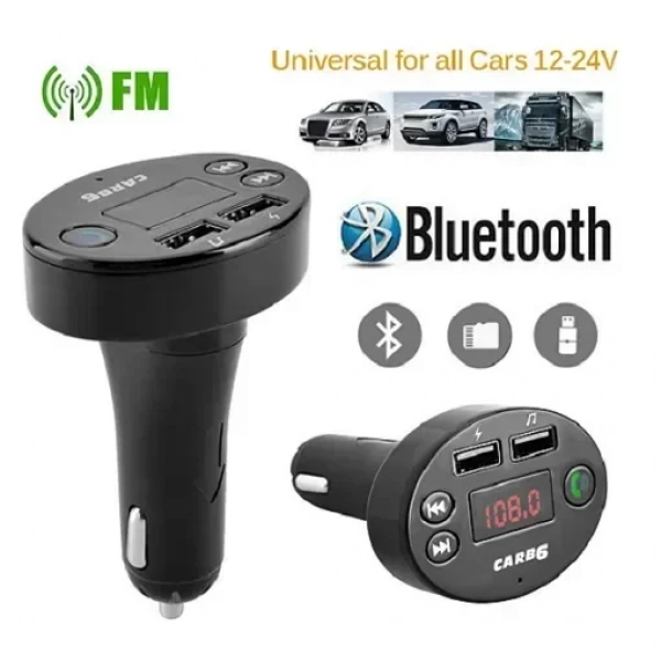 Fm Transmitter Φορτιστής Αυτοκινήτου CARB6 2 x USB,SD Bluetooth Handsfree Mp3 Player με Μικρόφωνο & AUX είσοδο - Car FM Modulator
