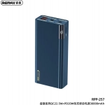 Remax Power Bank RPP-257 Riji 30000mAh 22.5W με Γρήγορη Φόρτιση και USB-C Μπλε