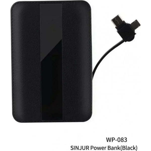 WK Sinjur WP-083 POWER BANK με Καλώδιο 3 σε 1 10000mAh Μαύρο