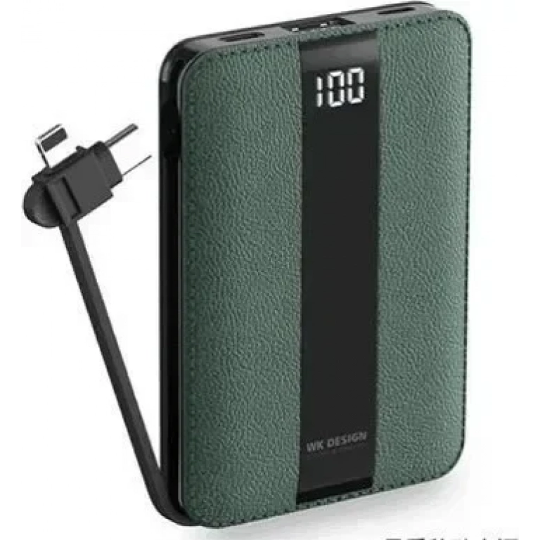 WK Sinjur WP-083 POWER BANK με Καλώδιο 3 σε 1 10000mAh Πράσινο
