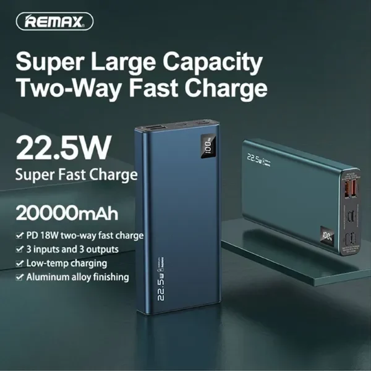 Remax Power Bank RPP-190 Mini Pro 20000mAh 22.5W με Γρήγορη Φόρτιση και USB-C Μαύρο - Image 2