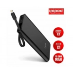 Ipipoo LP-12 Power Bank με Ενσωματωμένο Καλώδιο Lightning 10000mAh Μαύρο
