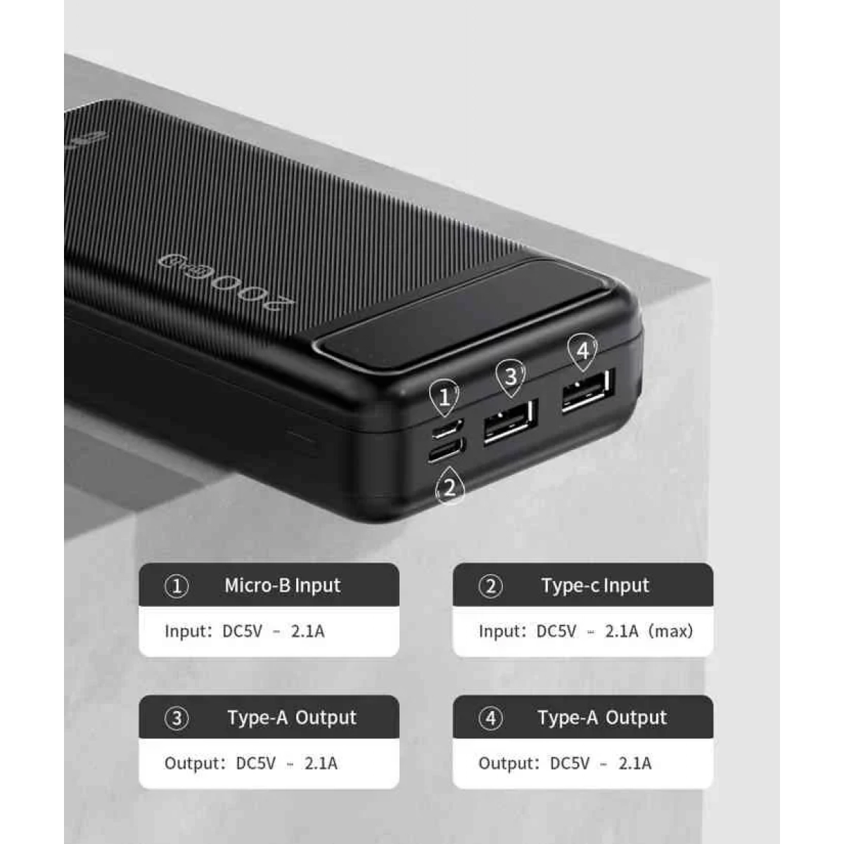 Awei Power Bank P6K 20000mAh Μαύρο