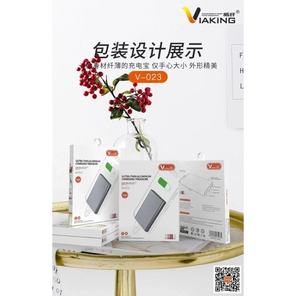 VIAKING POWER BANK 6000MAH V-023, σε μαύρο χρώμα