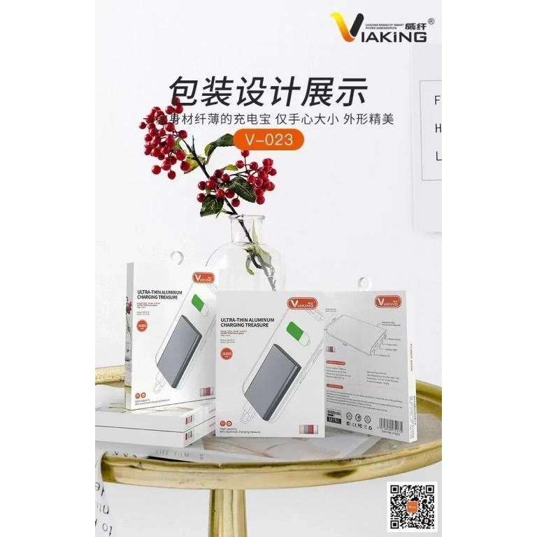 VIAKING POWER BANK 6000MAH V-023, σε μαύρο χρώμα