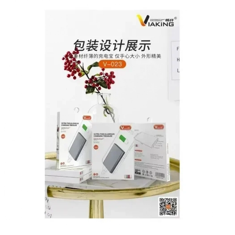 VIAKING POWER BANK 6000MAH V-023, σε κόκκινο χρώμα