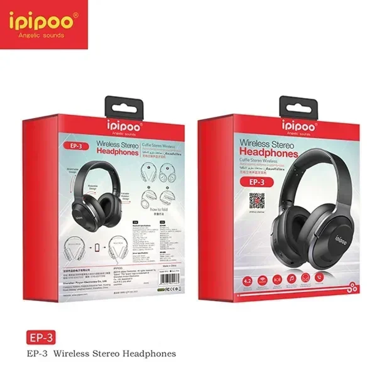 Ipipoo EP-3 Ασύρματα Ακουστικά Bluetooth Stereo Headset – Μαύρο - Image 5