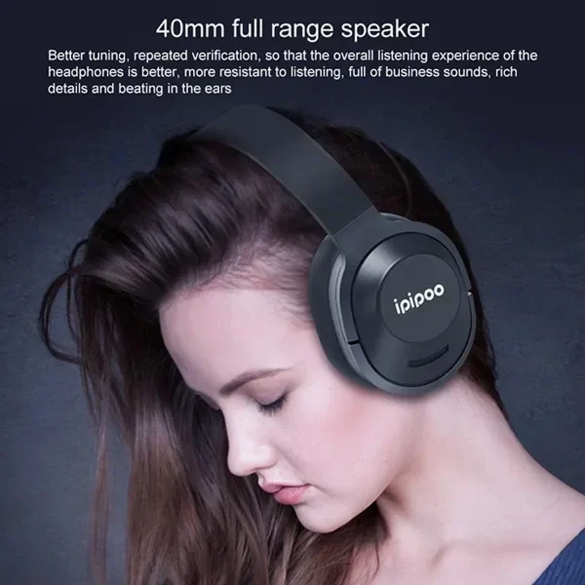 Ipipoo EP-3 Ασύρματα Ακουστικά Bluetooth Stereo Headset – Μαύρο - Image 3
