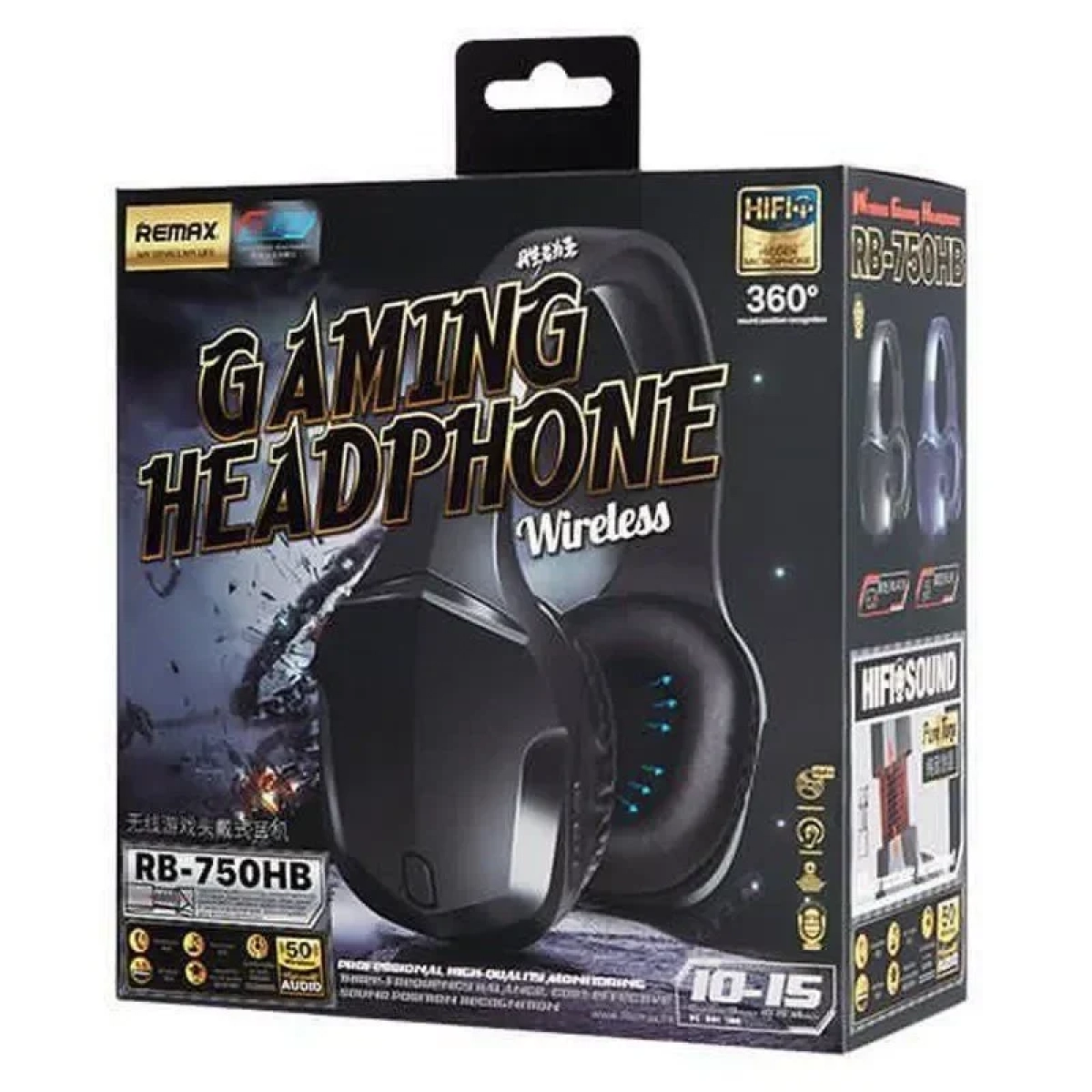REMAX RB-750HB Bluetooth Gaming Headset with Microphone, σε μαύρο χρώμα