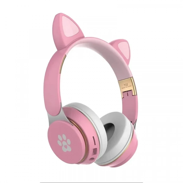 Wireless Headphone Cat Ear T22 Ροζ