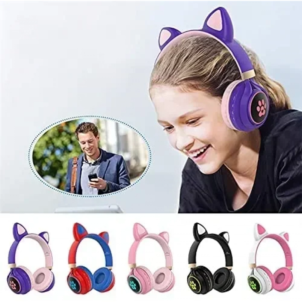 Wireless Headphone Bluetooth Cat Ear T23 Μαύρο - Image 3