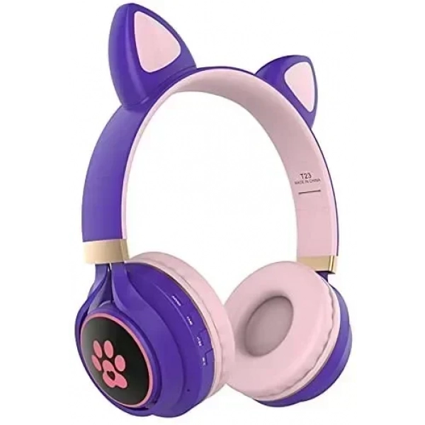 Wireless Headphone Bluetooth Cat Ear T23 Μωβ