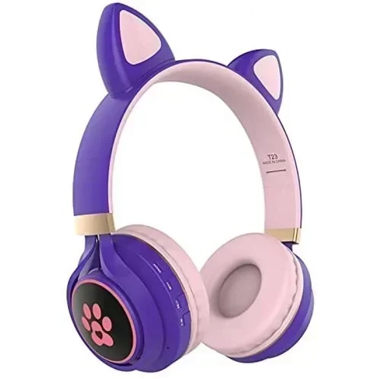 Wireless Headphone Bluetooth Cat Ear T23 Μωβ