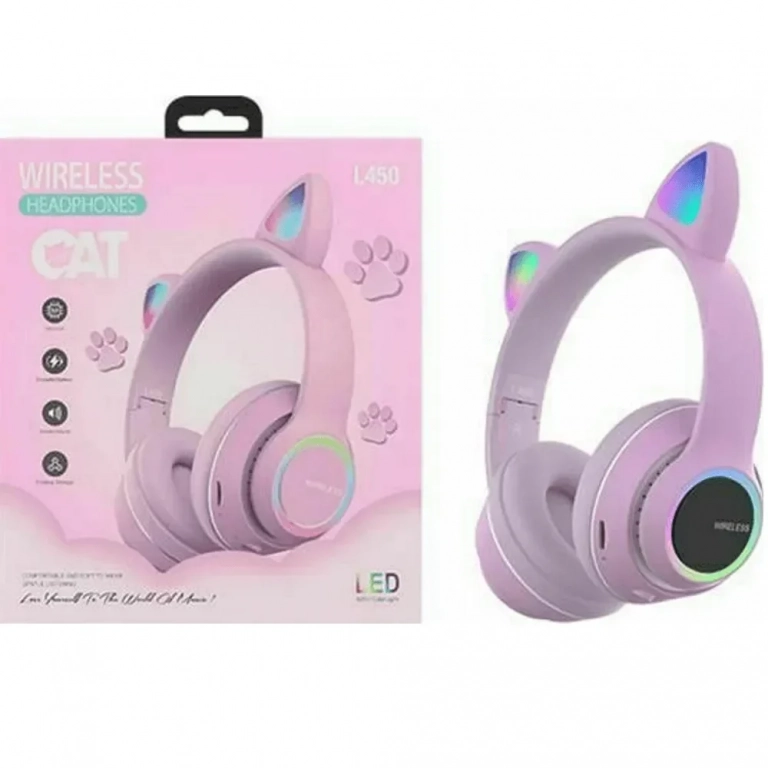 L450 Ασύρματα Ακουστικά Cat Ear Headphones – Μωβ