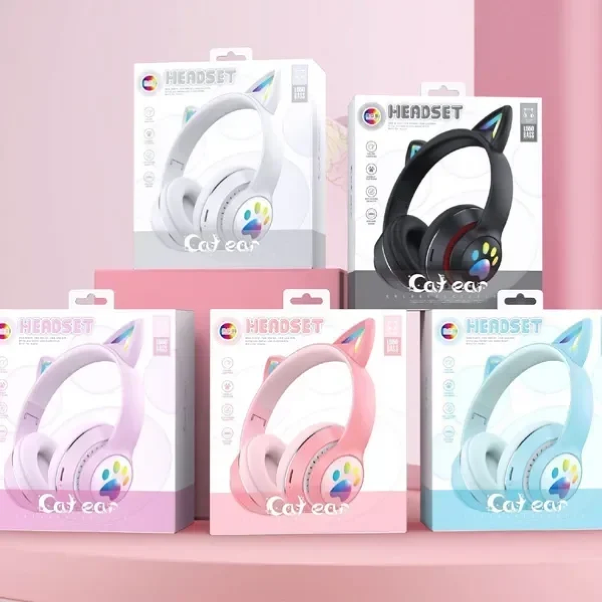 L550 Ασύρματα Over Ear Ακουστικά Cat Ear BT5.0 OEM / Γαλάζιο - Image 2