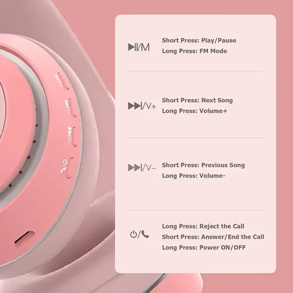 L550 Ασύρματα Over Ear Ακουστικά Cat Ear BT5.0 OEM / Γαλάζιο - Image 3